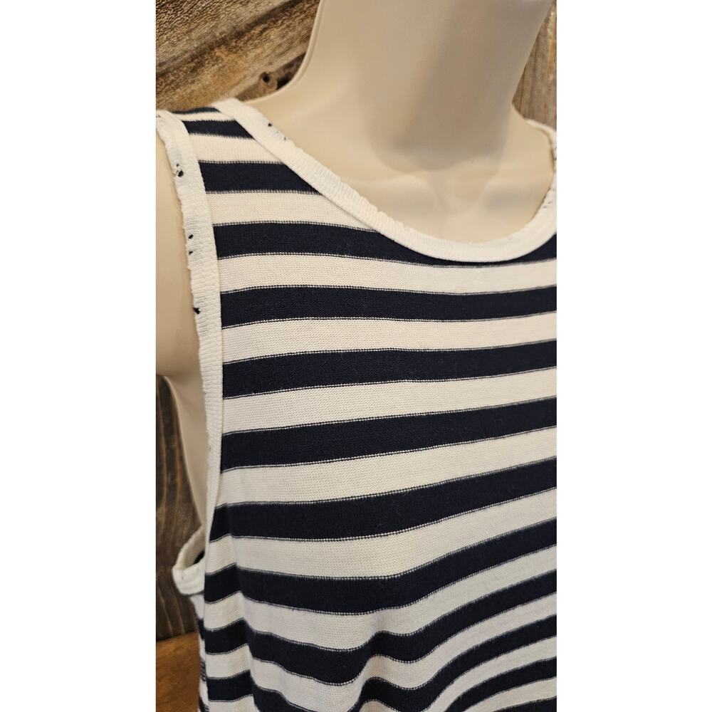 USA made Jen menchaca nation dk navy white striped sundress comfort slub Large - Picture 3 of 7